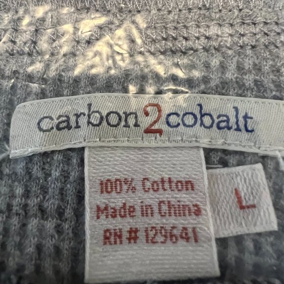 Carbon2Cobalt Men's Size L 100% Cotton L/S Cotton Henley. Charcoal - Picture 3 of 8